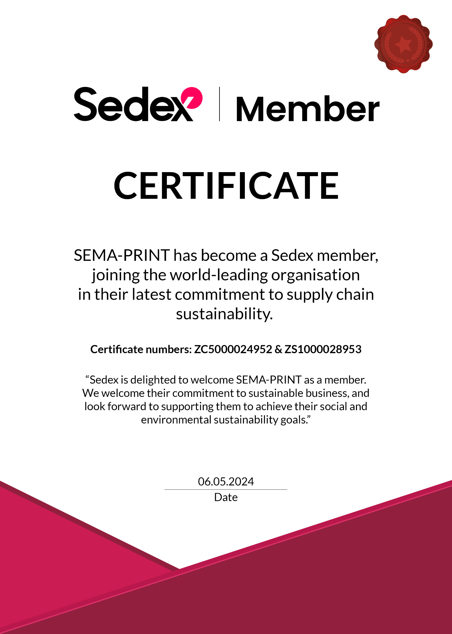 Knitwear Apparel Manufacturing Certifications - Sedex