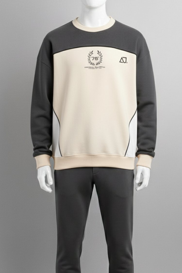 Custom Private Label Knitwear & Apparel Manufacturing - dark Grey Skin white Full Sleeves Sweatshirt