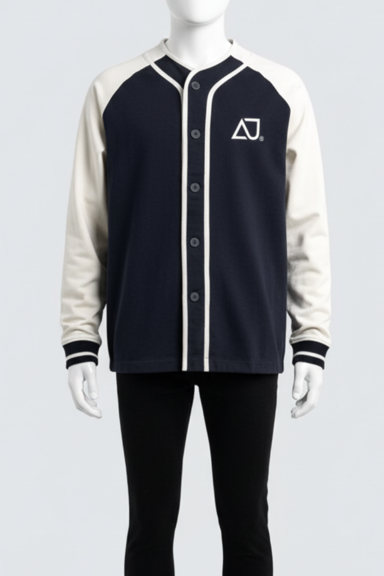 Custom Private Label Knitwear & Apparel Manufacturing - Blue White Full Sleeves Hoodie