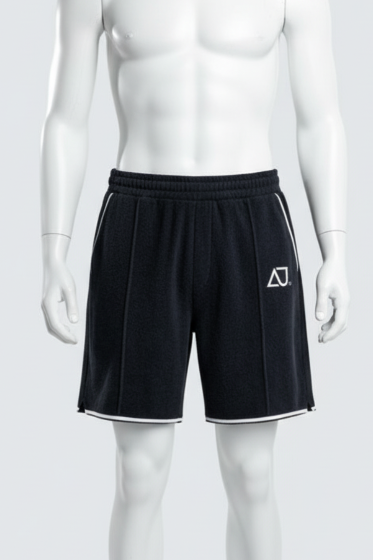 Custom Private Label Knitwear & Apparel Manufacturing - Black with White Piping Short