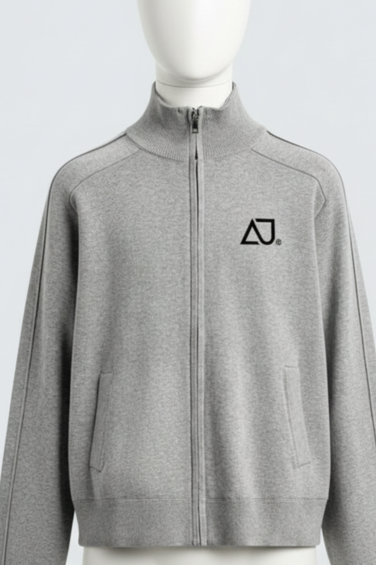 Custom Private Label Knitwear & Apparel Manufacturing - Grey Full Sleeves Zipper Hoodie