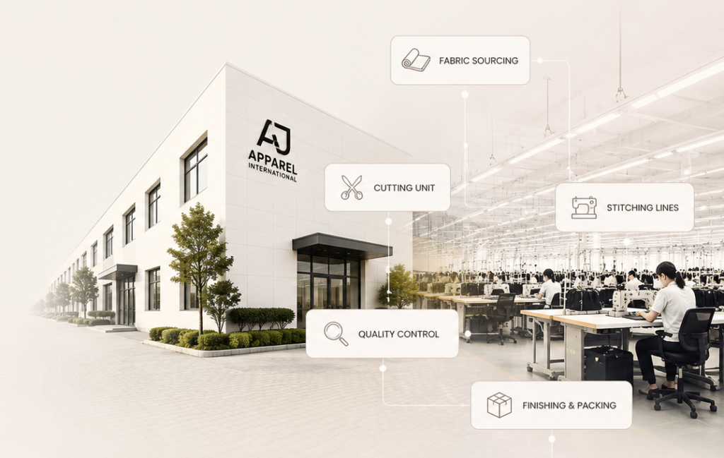 Our Production factility of custom apparel manufacturing