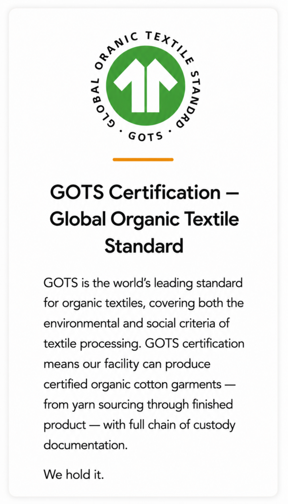 GOTS certifications banner