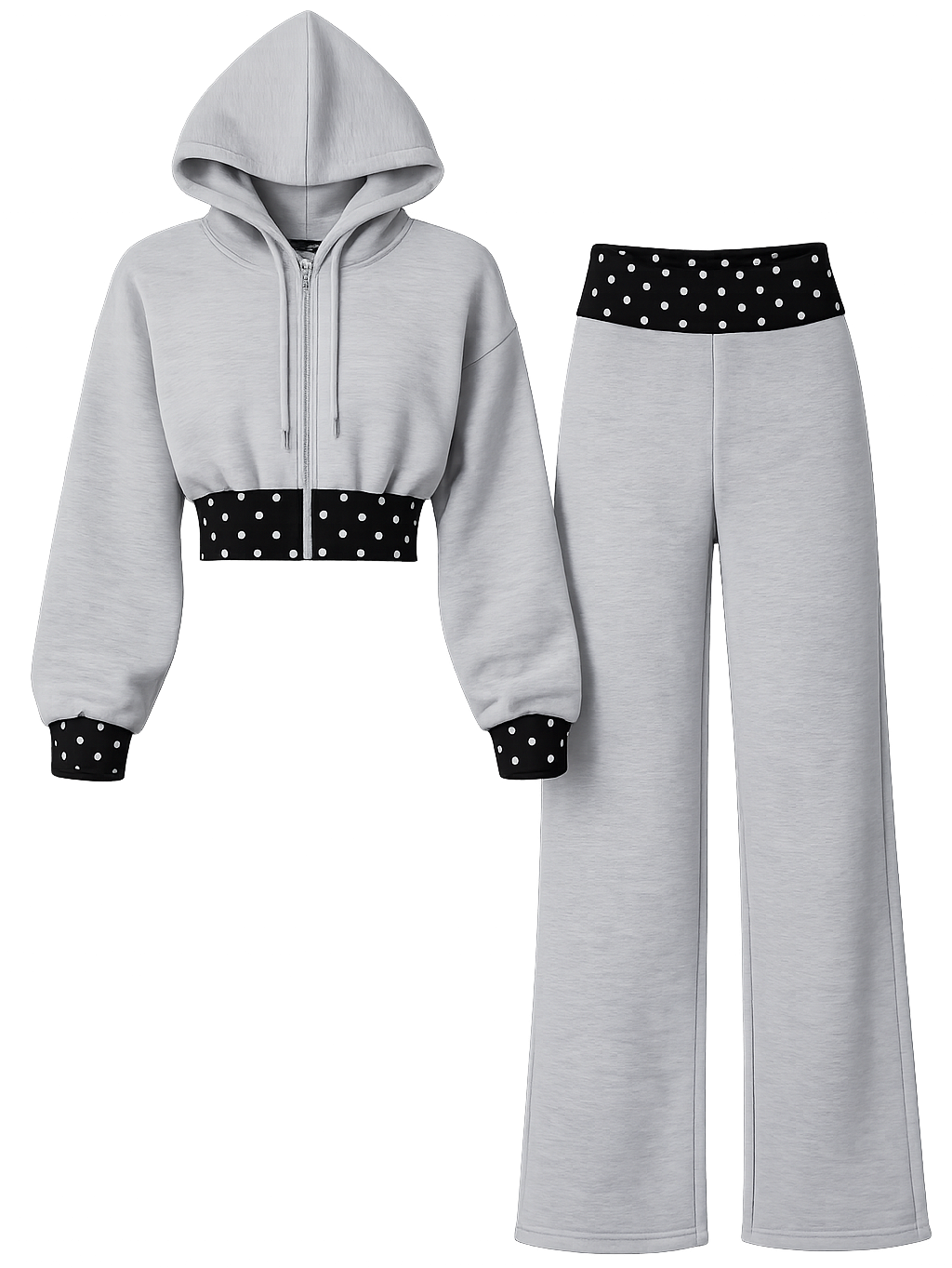 Grey Black ribs dots hoodie, Trouser co ord image | Custom Tracksuit & apparel manufacturer