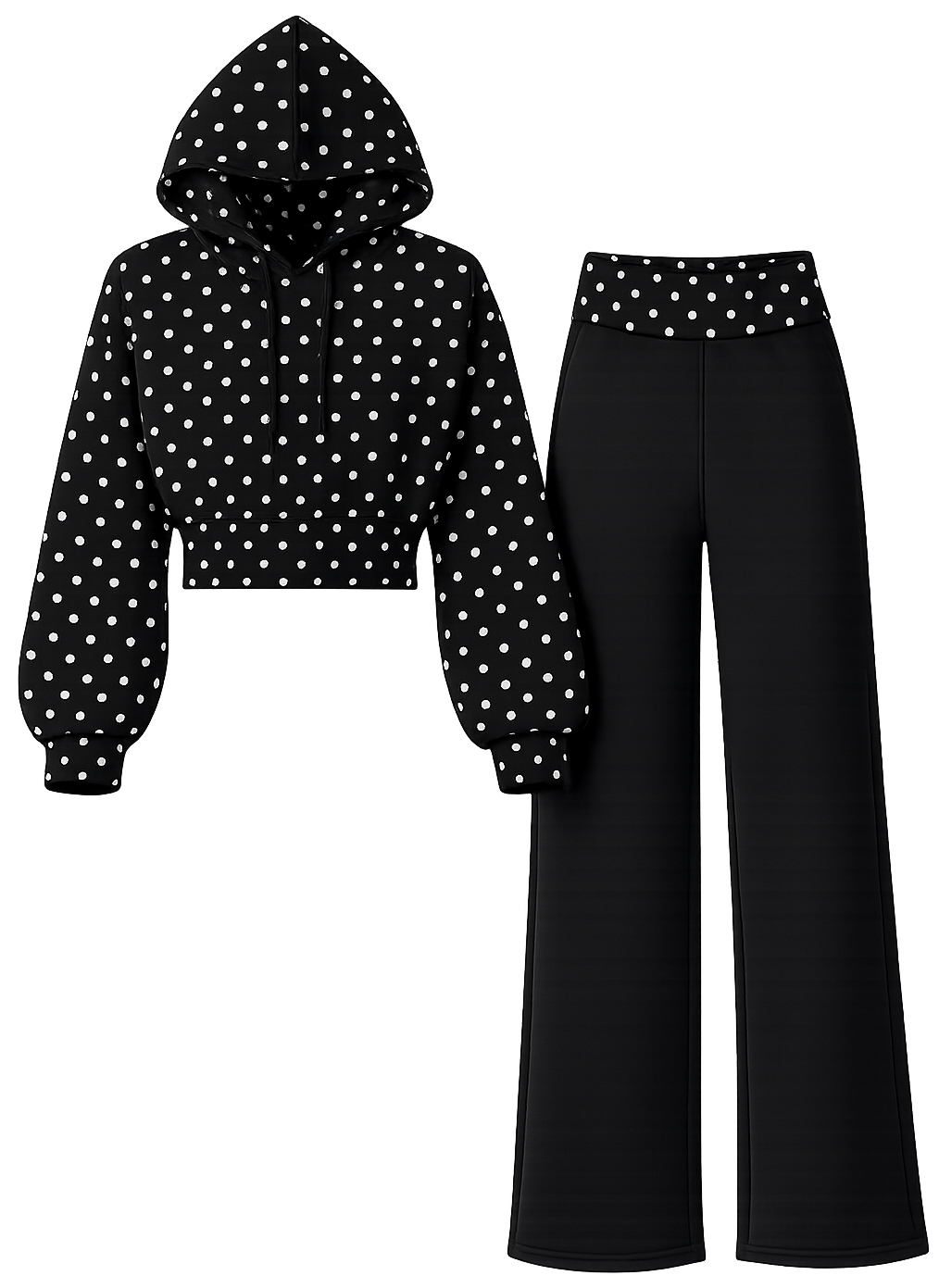 Glack white dots hoodie, Trouser co ord image | Custom Tracksuit & apparel manufacturer