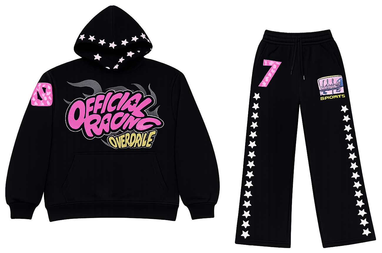 official black hoodie, Trouser co ord image | Custom Tracksuit & apparel manufacturer