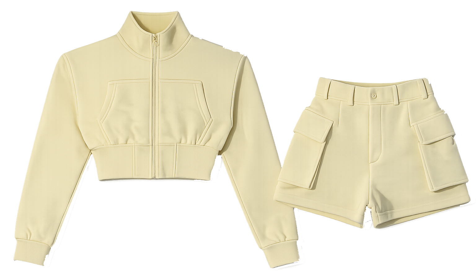 light yellow cardigan, short co ord image | Custom Tracksuit & apparel manufacturer