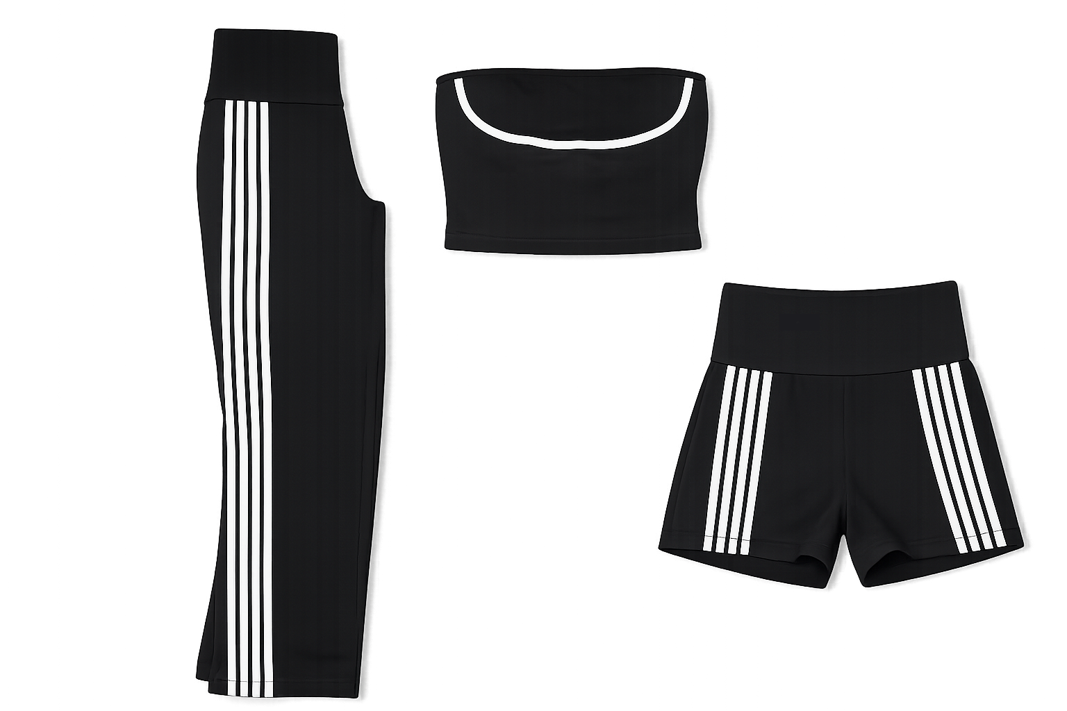 Black stripes 3 piece crop top hoodie, Short, trouser co ord image | Custom Tracksuit & apparel manufacturer