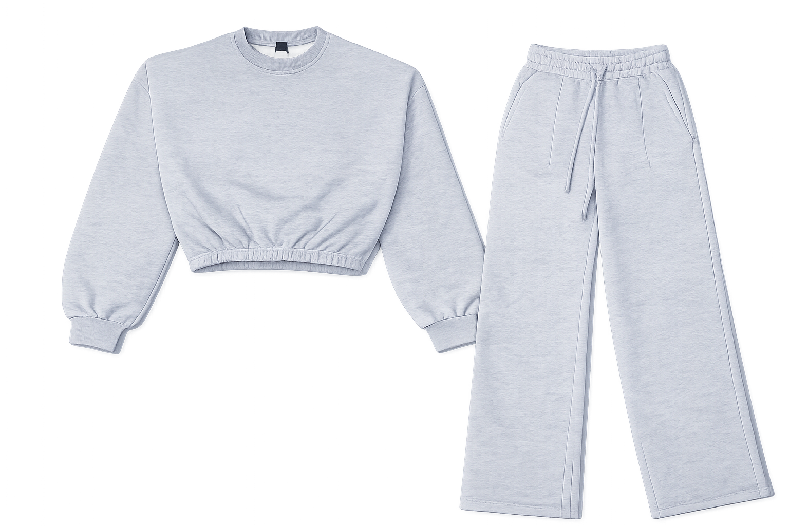 Grey Crop top Sweatshirt, Trouser co ord image | Custom Tracksuit & apparel manufacturer