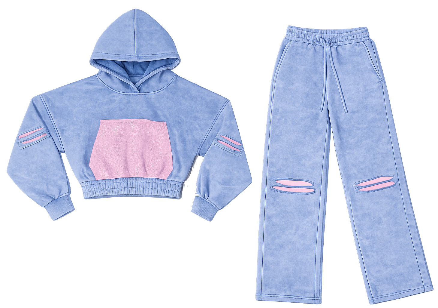 light purple contrast pink crop top hoodie, Trouser co ord image | Custom Tracksuit & apparel manufacturer
