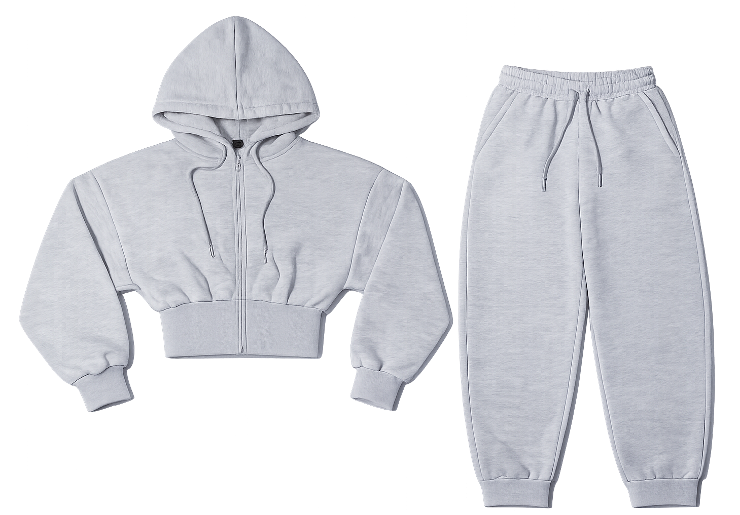 Grey crop Top hoodie, Trouser co ord image | Custom Tracksuit & apparel manufacturer