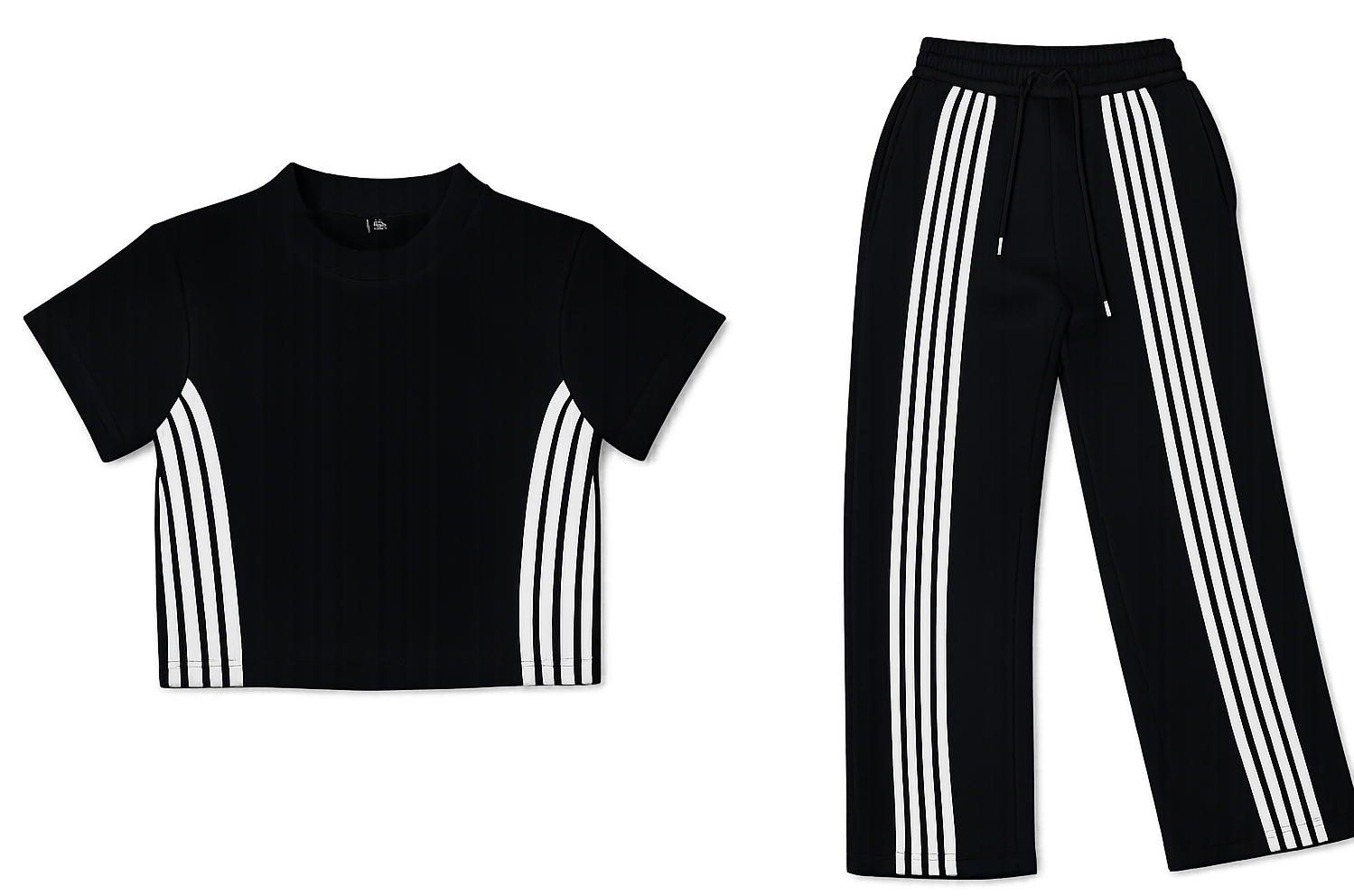 Black shirt, trouser stripes co ord image | Custom Tracksuit & apparel manufacturer