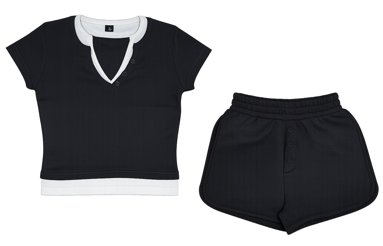 black shirt, short co ord image | Custom Tracksuit & apparel manufacturer