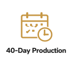 40-Day Production icon hero section banner | custom apparel manufacturing